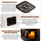 Friteuza Aer Clad Gambino 2400W, Cos sticla, Gatire fara ulei, 8 programe inteligente, Ecran tactil LED, Temperatura pana la 240°C, Oprire automata