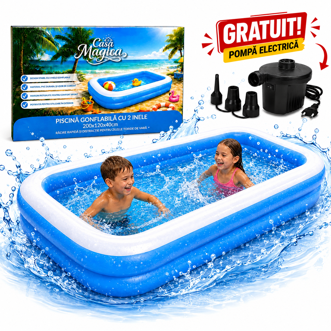 Piscina gonflabila 200x120x40cm