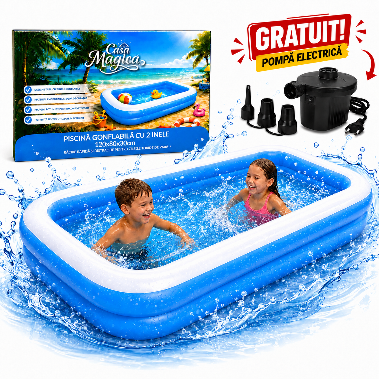Piscina gonflabila 120x80x30cm