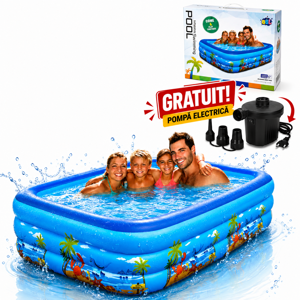 Piscina gonflabila 210x135x54 cm
