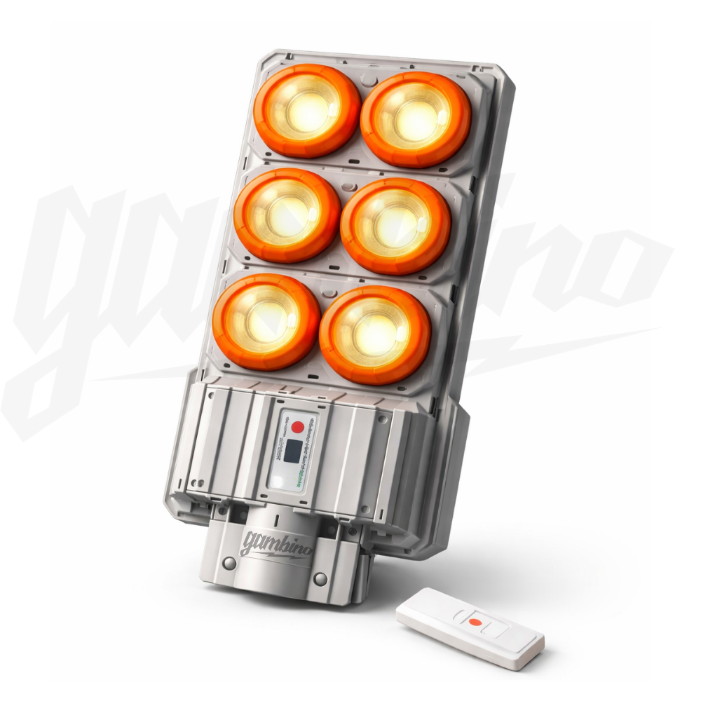Lampa Solara Stradala - 400W, 6 Proiectoare cu Senzor de miscare, Control automat si prin telecomanda, IP67