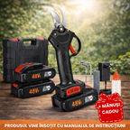 Foarfeca Electrica pentru Vie, Arbusti si Pomi, cu 2 acumulatori 48V, Accesorii, Valiza pentru transport si Manusi cadou